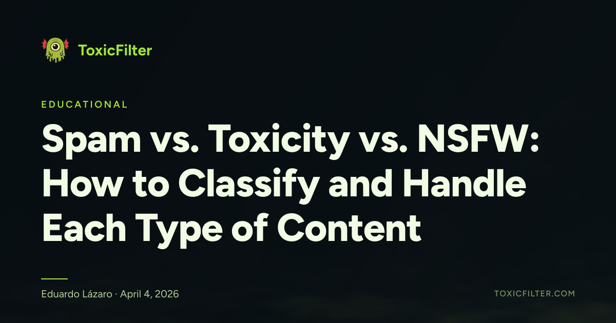Spam vs. Toxicity vs. NSFW: How to Classify and Handle Each Type of Content