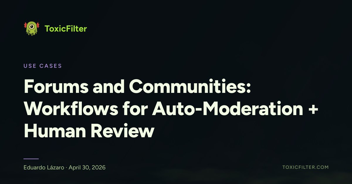 Forums and Communities: Workflows for Auto-Moderation + Human Review